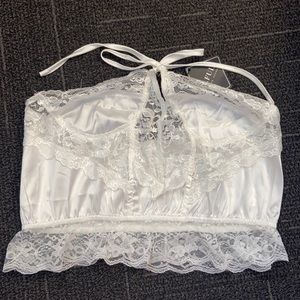 Cute white crop top with lace